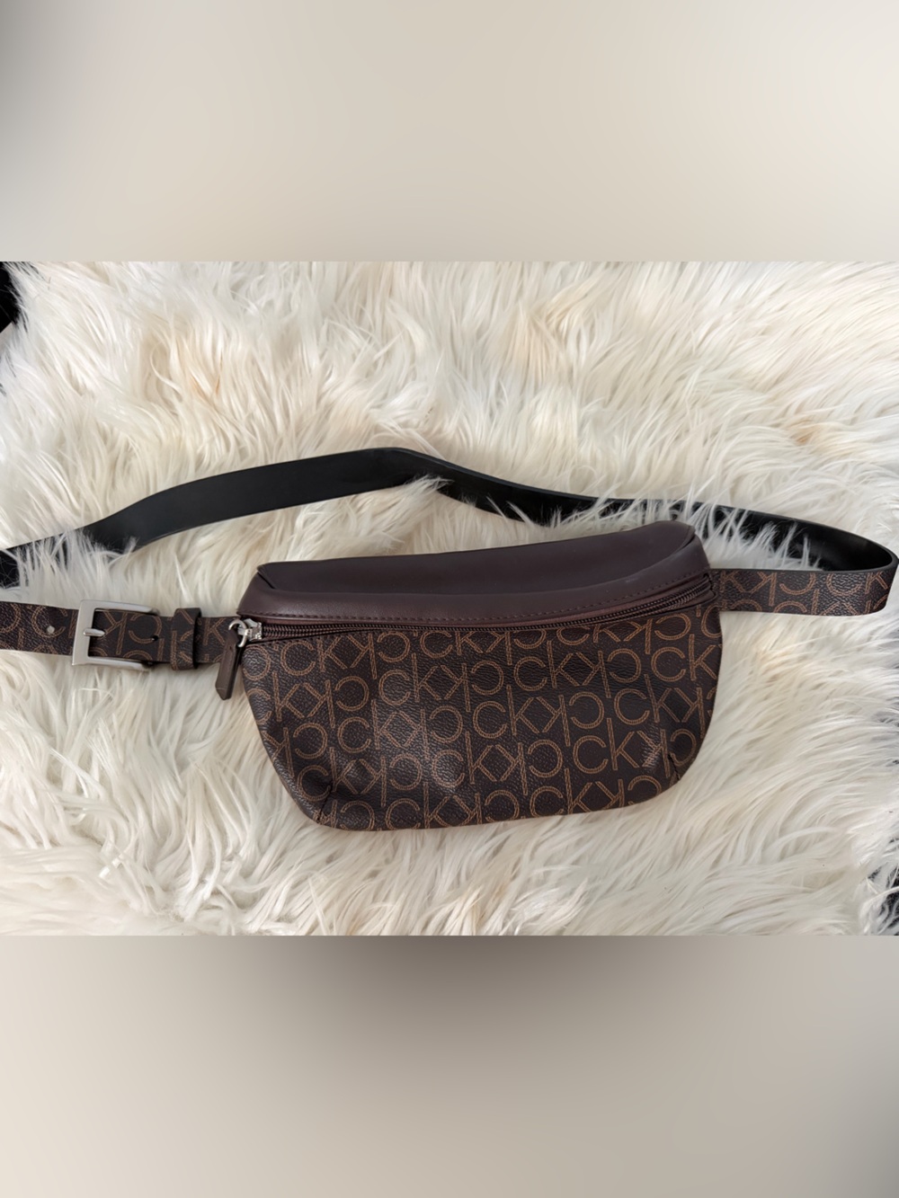 Calvin Klein Dark Brown Monogram Belt Bag